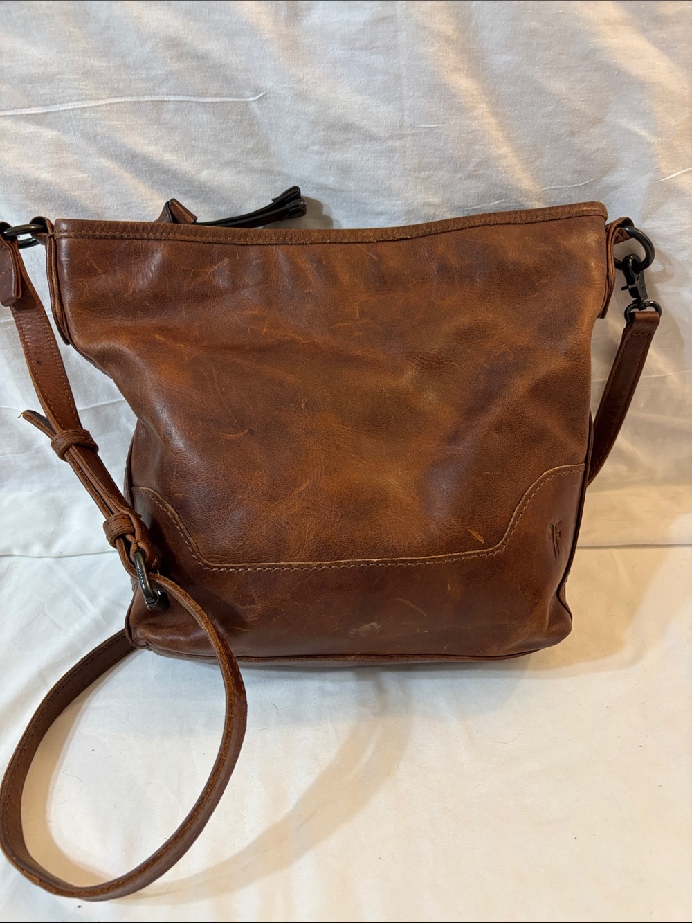 Frye Rustic Brown Leather Shoulder Bag western Rustic cowgirl , classic